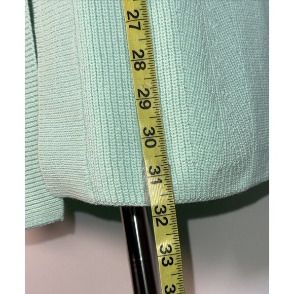 J. Jill Mint Green Cardigan Sweater Open Front MEDIUM TALL Longer Cotton EUC - Picture 7 of 14